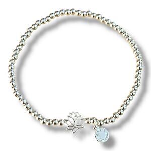 Katie Loxton Lotus Flower Beaded Silver Tone Bracelet ‘A Little Calm’